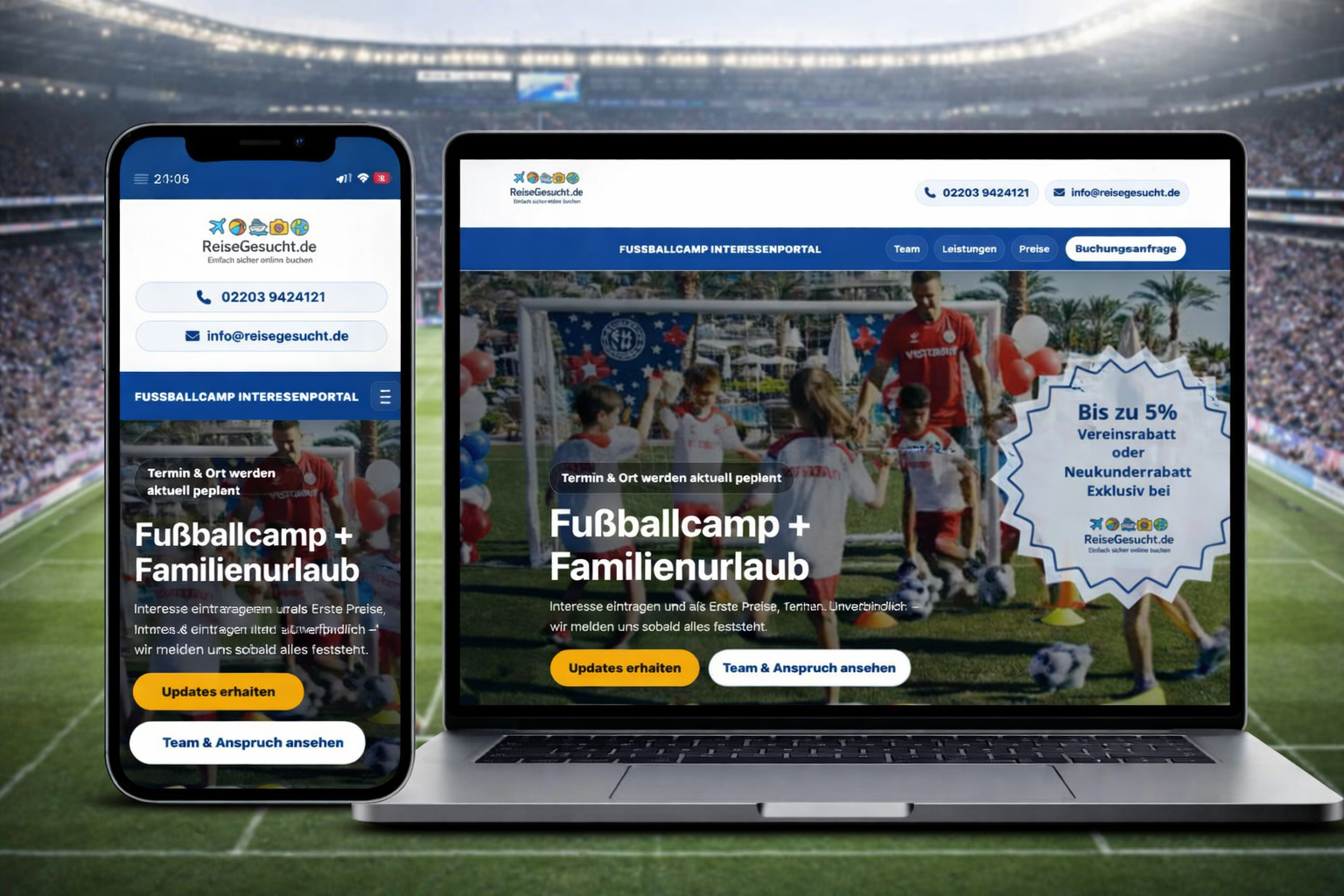 Fussballcamp Landingpage – Vorschau